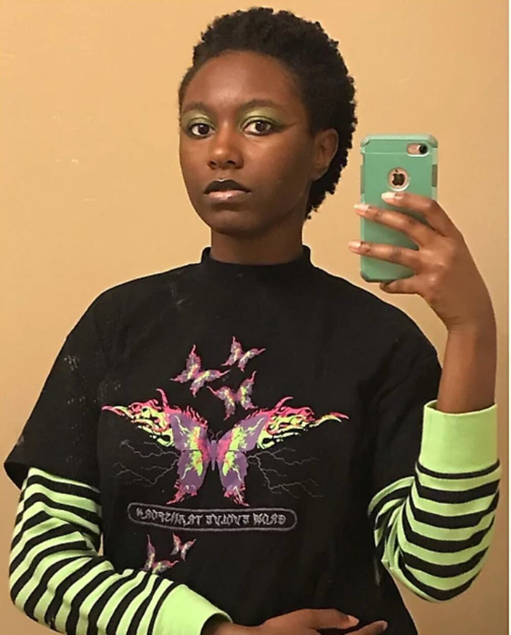 Vitbiol Vitriol Bixie Black & Green Layered Long Sleeve Graphic T-Shirt // S